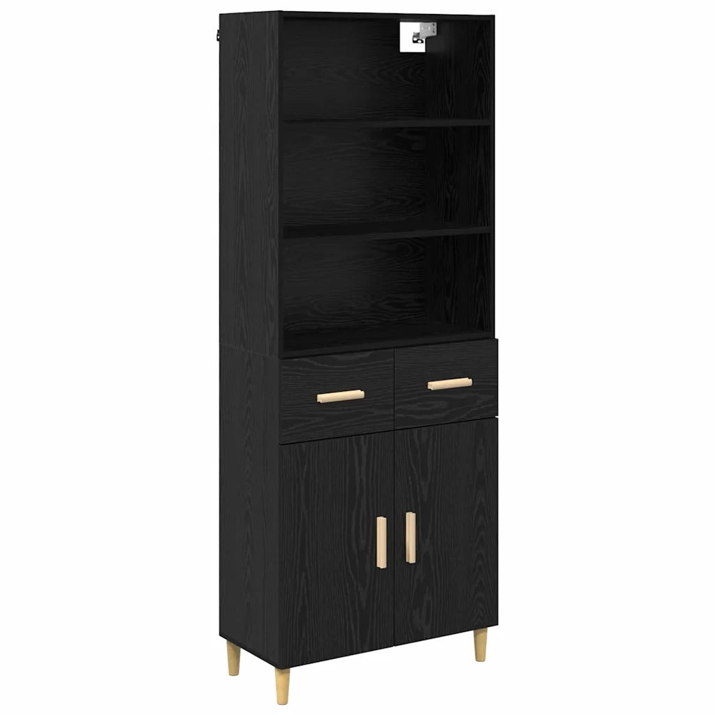 Credenza Rovere Nero 69,5 x 32,5 x 180 cm Legno multistrato