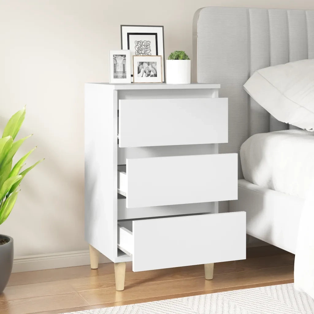 Comodino | Armadio da Notte | Mobiletto da notte Bianco 40x35x70 cm in Legno Multistrato