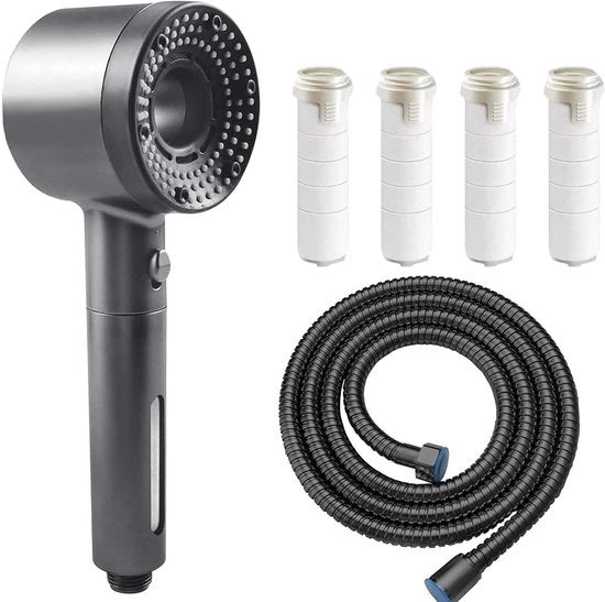 Douchekop universale con tubo - alta pressione anticarbonatazione - 1,5 m - grigio