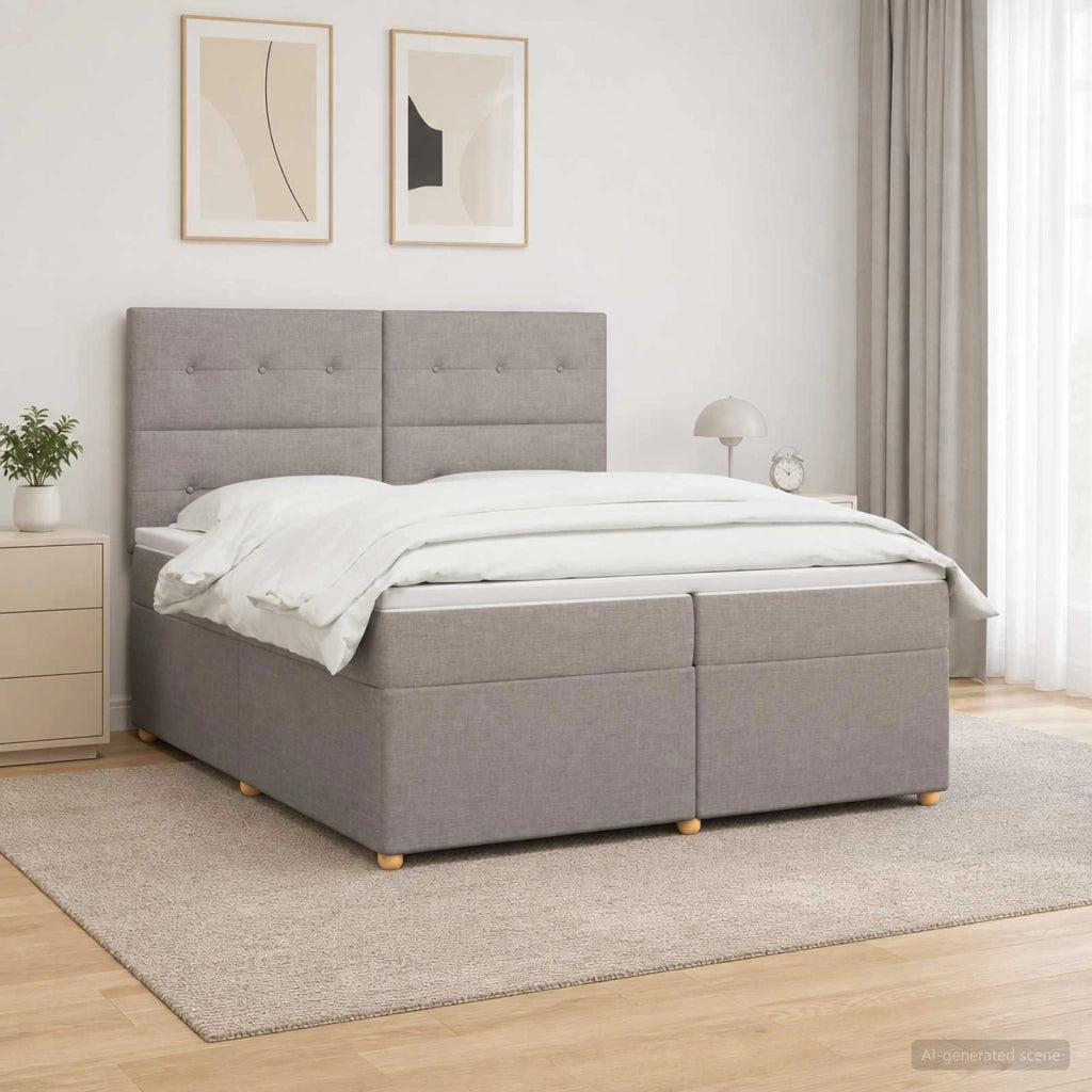 Letto box spring con materasso Tortora 200 x 200 cm Tessuto 3453967