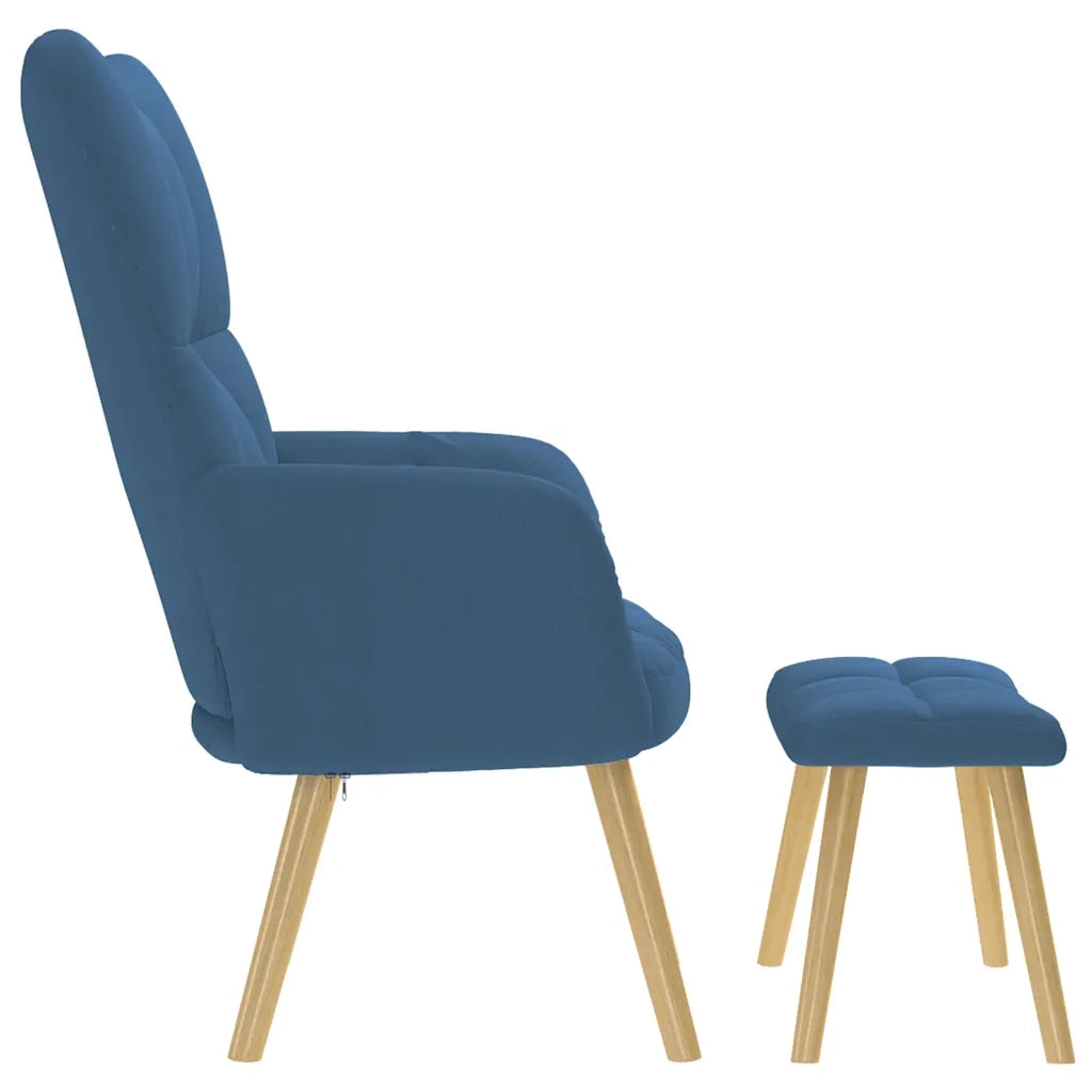 Divano Sedia-Poltrona Relax con Poggiapiedi Blu in Tessuto 625751