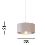Paralume Contemporaneo Tamburo Acciaio Rosa Tessuto Argento 1 Luce D28Cm