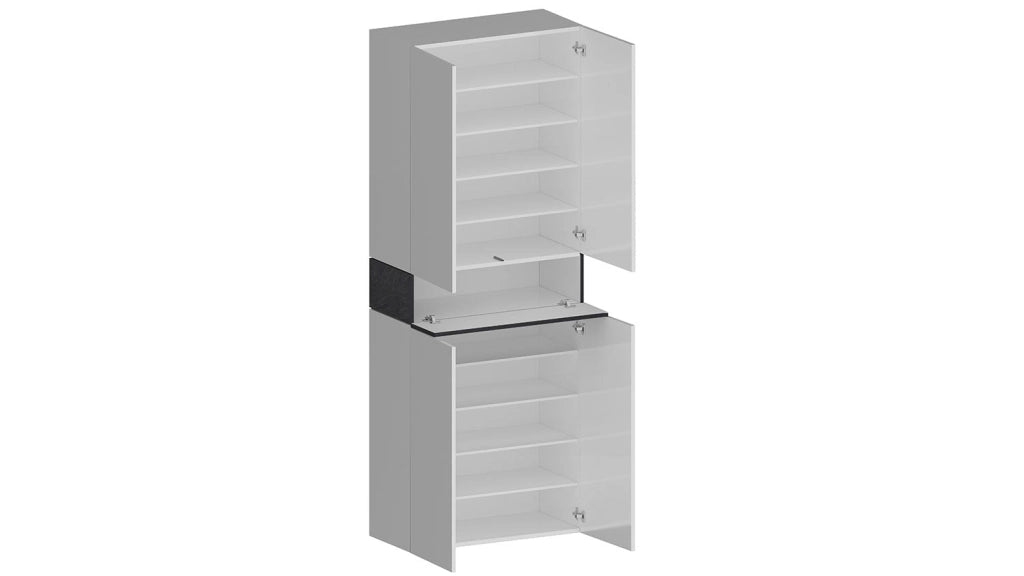 Armadio Scarpiera 4 Ante e 1 Ripiano a Ribalta 76x35x200 cm Savona 4A 1R Bianco Opaco/Grigio Ardesia