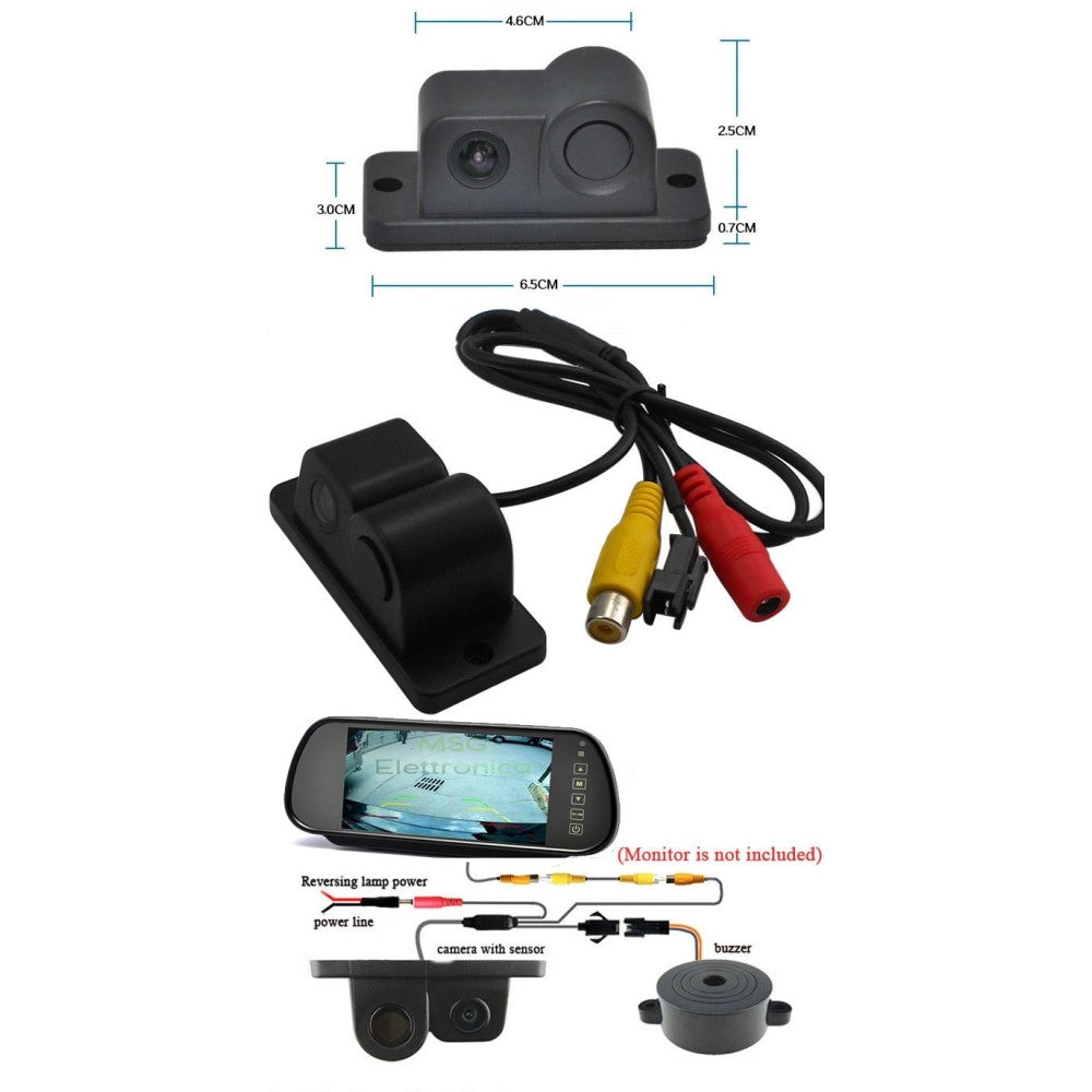 Trade Shop - Telecamera Retromarcia Con Sensore Di Parcheggio 2 In 1 Angolo 170° Notturna -