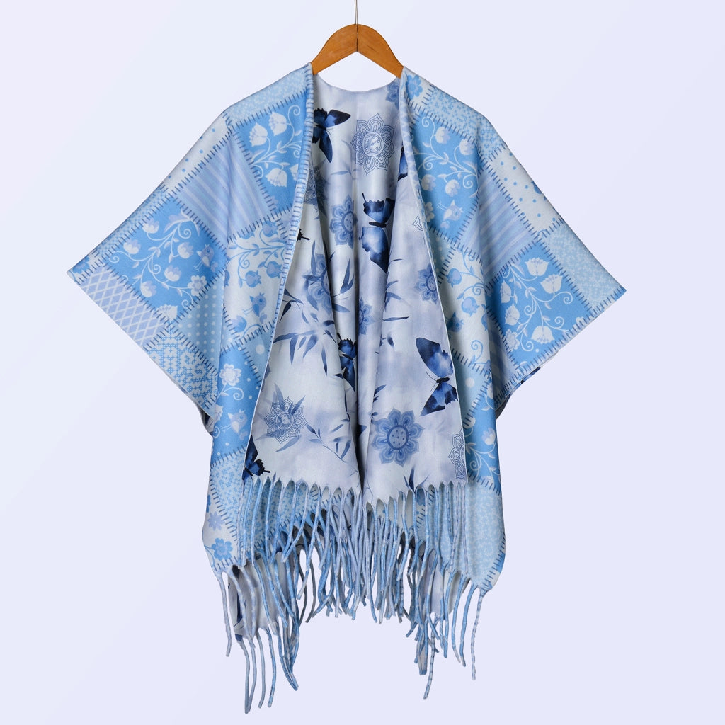Nuovo scialle double face spesso, stile retr¨°, ampia cappa da donna.