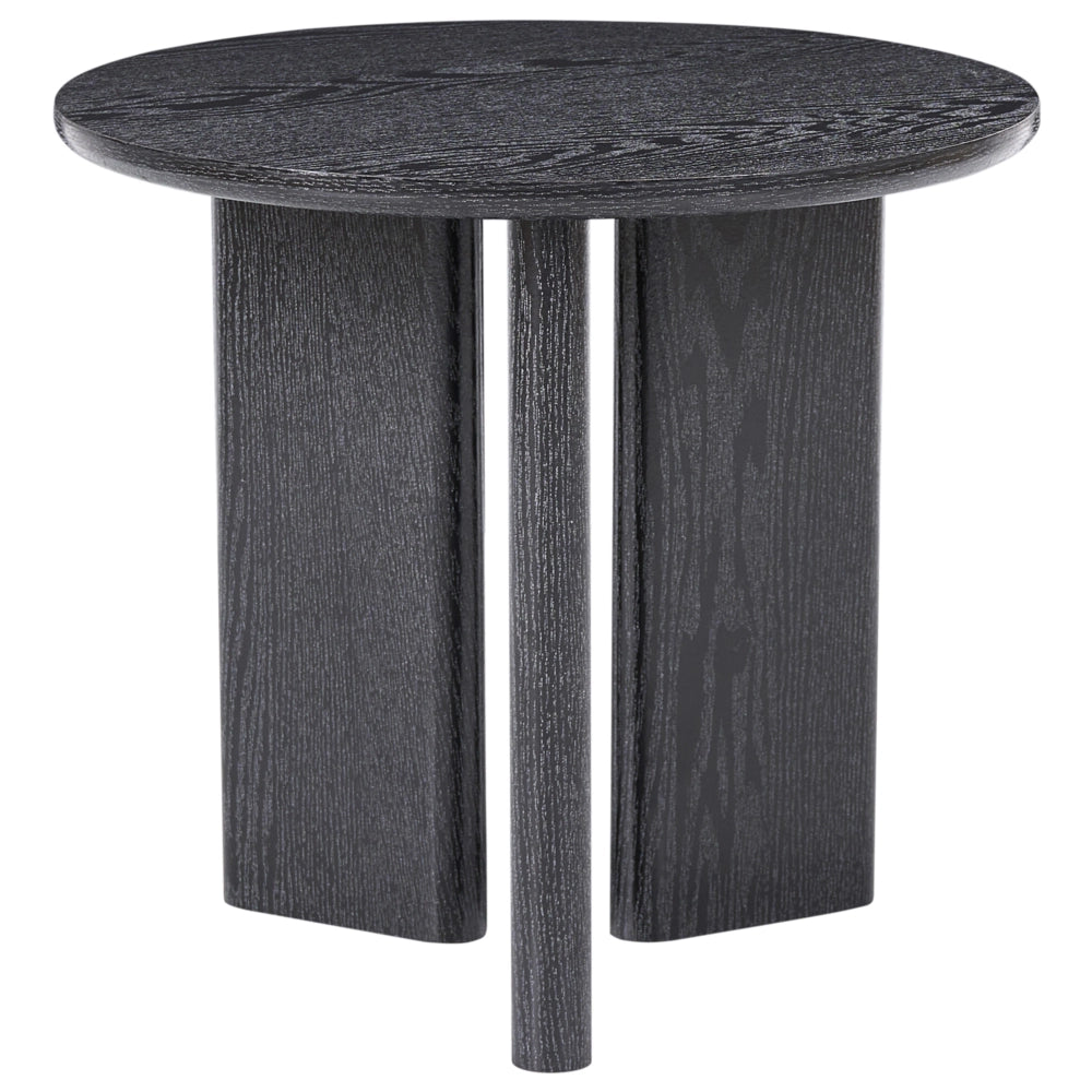 Tavolino in MDF nero con impiallacciatura in carta 3 gambe rotonde a pannello per soggiorno stile moderno