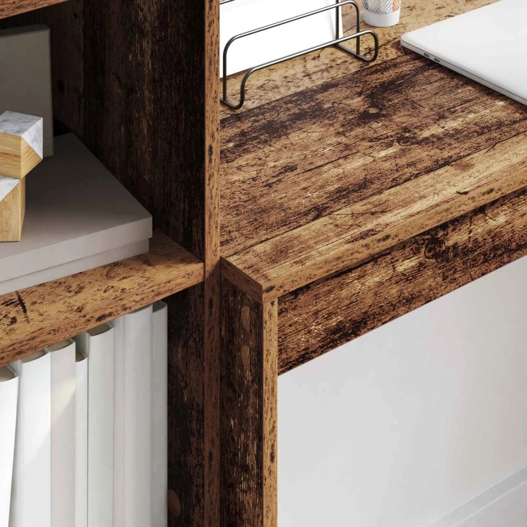 Scrivania con cassetto con lo scaffale 2 pcs Legno vecchio 3337335