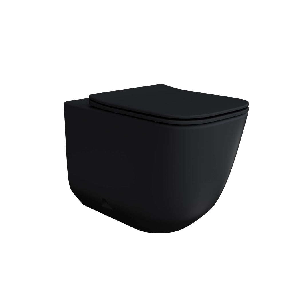 Vaso filomuro tornado silent flush in ceramica nero opaco con copri-wc soft-close | Riga