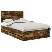 Letto matrimoniale | Letto per adulti | Struttura del letto con cassetto Rovere fum¨¦ 120 x 200 cm