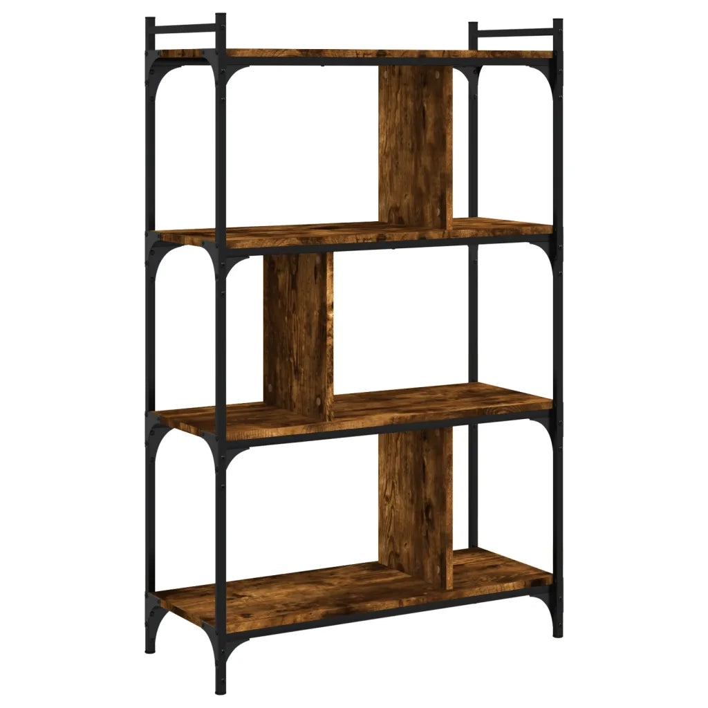 Libreria-Scaffale per Libri-Mobile di Stoccaggio Rovere Fumo 4 Ripiani 76x32x123 cm Legno Multistrato