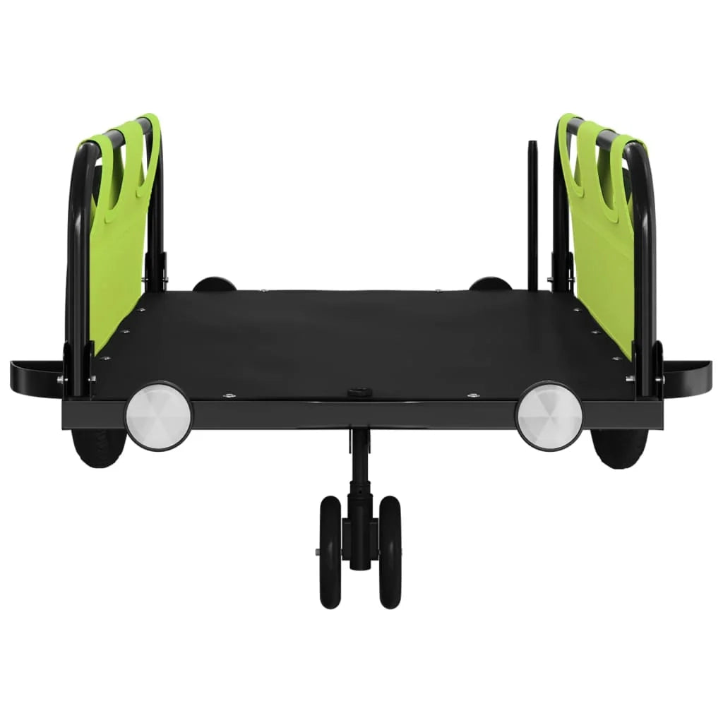 Rimorchio per bicicletta carrello tessuto Oxford ferro verde 02_0044407