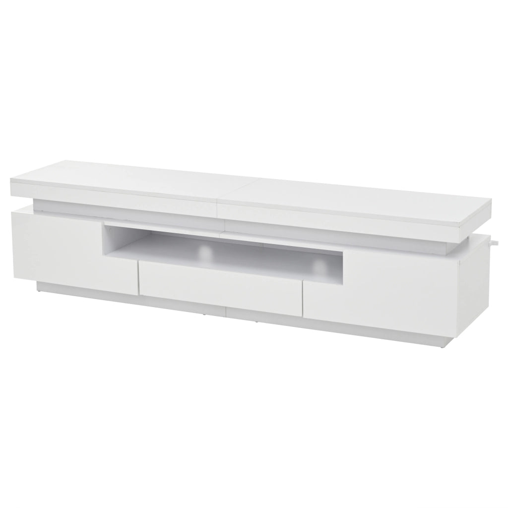 MOBILE TV con LED 175x38x45 cm Bianco lucido con 2 ante e 1 cassetto