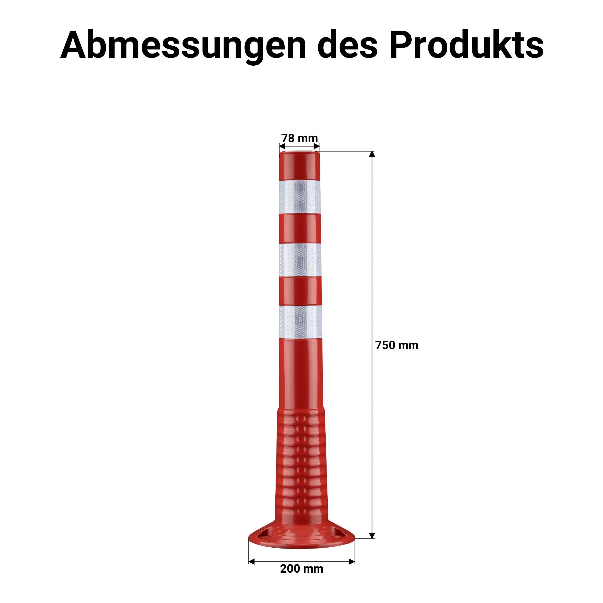 Paletto segnaletico flessibile catarifrangente, 2 paletti delimitatori da 75 cm con viti di montaggio