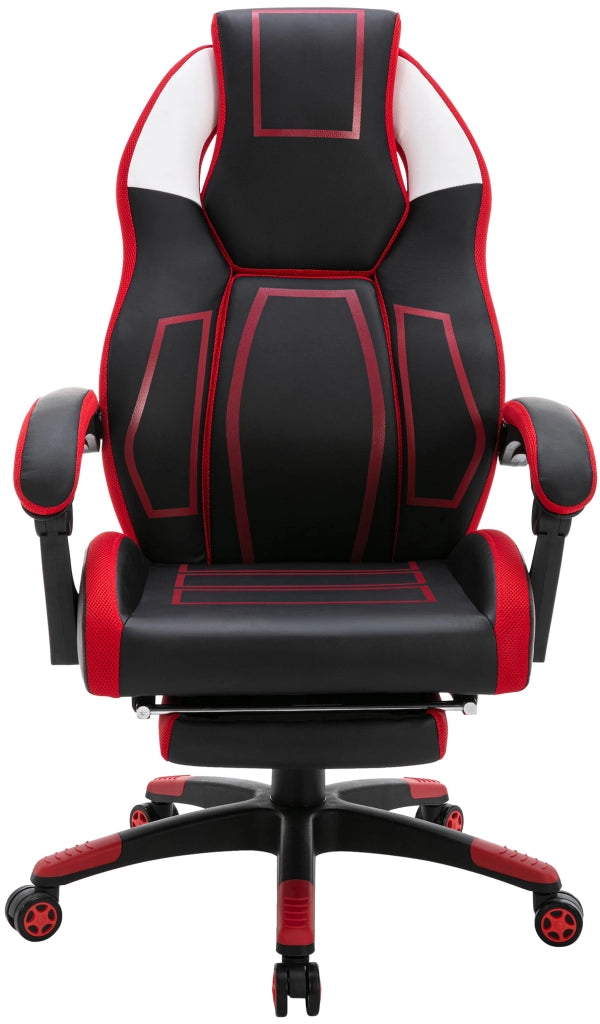 Sedia da ufficio Clovis in similpelle nero/rosso