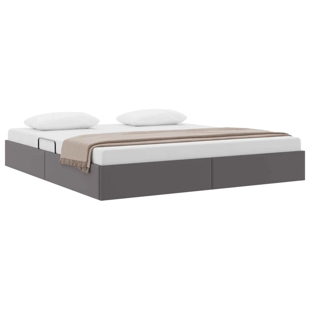 Letto ottomano Grigio 180 x 200 cm Pelle Sintetica 3442784