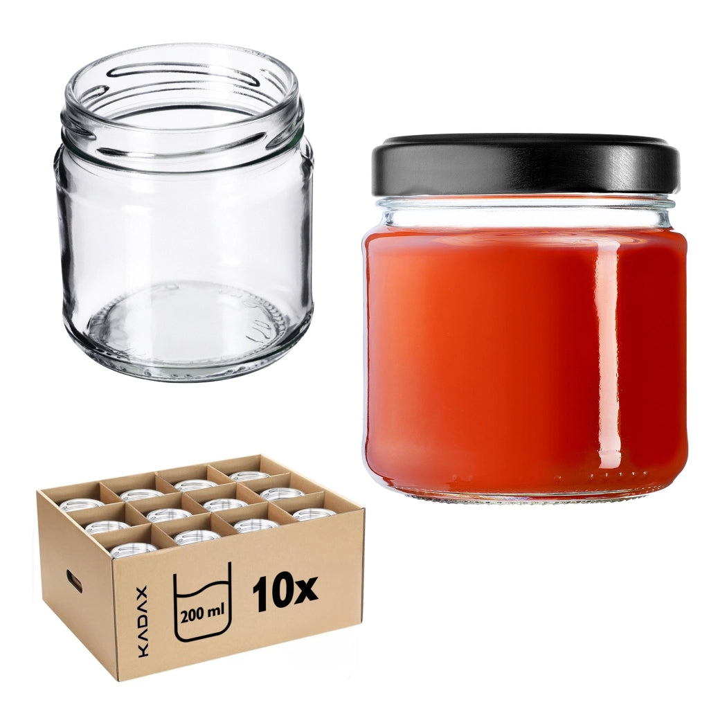 KADAX 10 barattoli da 200 ml per miele, marmellata, conserve in vetro Fi 66