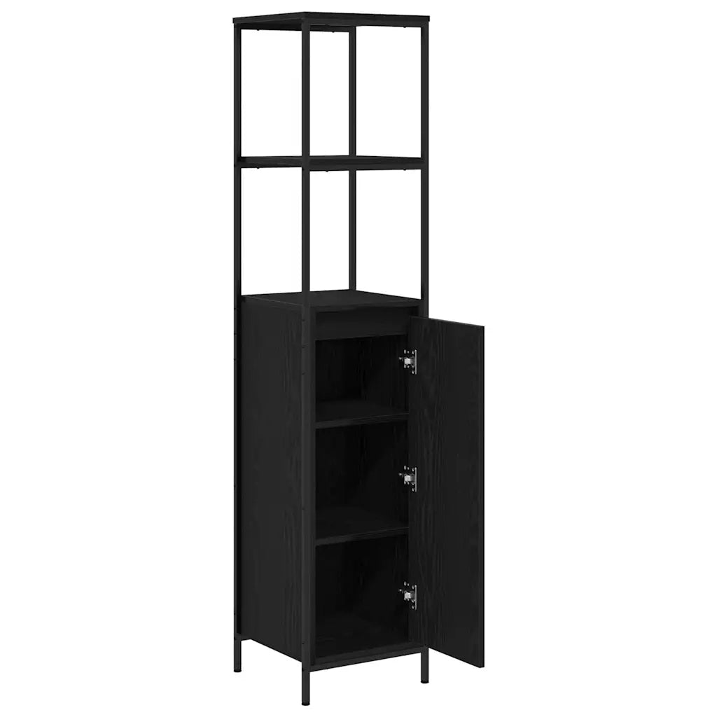Mobile da Bagno | Armadio da bagno con Ripiani Rovere Nero 36x35x165 cm