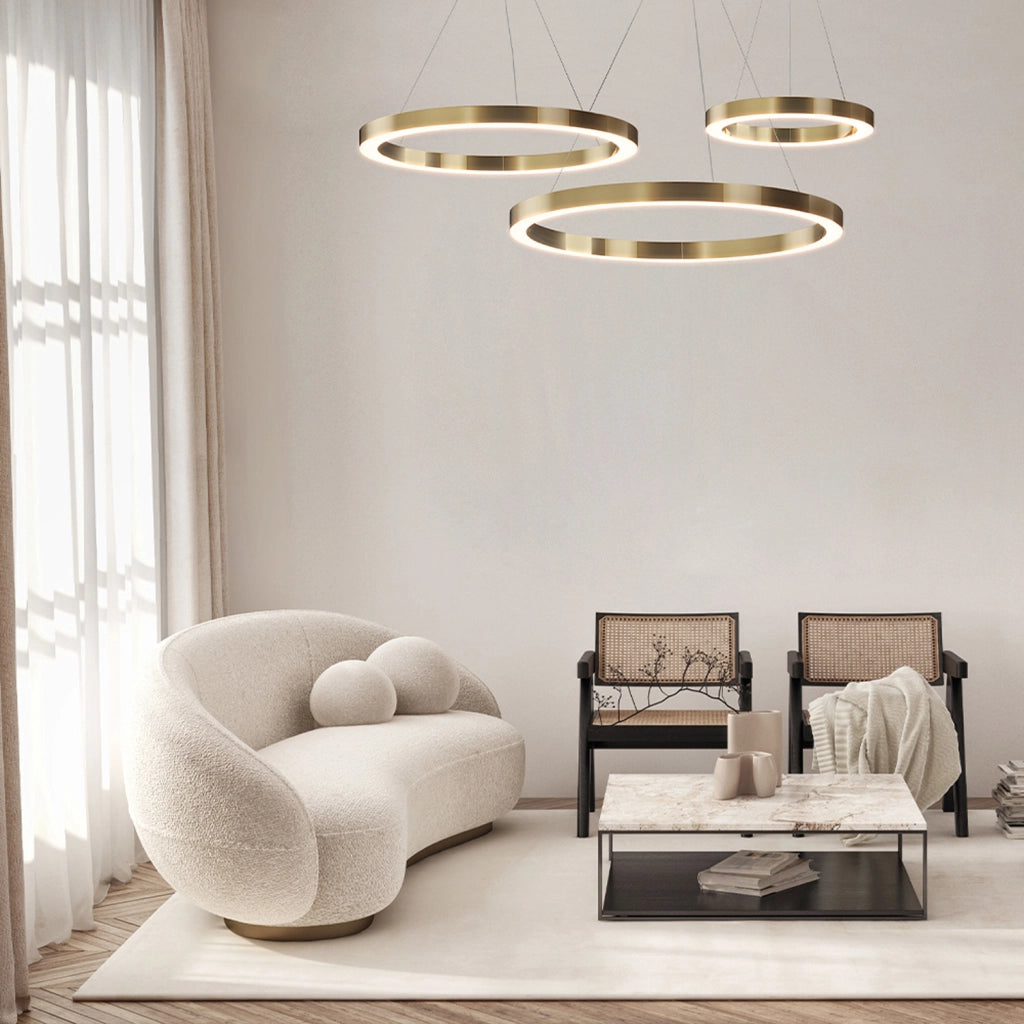 Lampadario A Sospensione Moderno Saturno Acciaio Ottone 1 Luce Led 60W