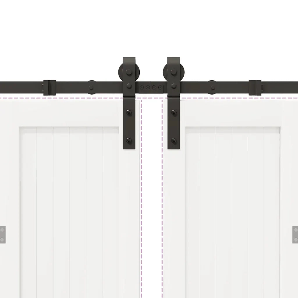 Kit di Binari per Porte Scorrevoli 366 cm Acciaio Nero CFW9918259