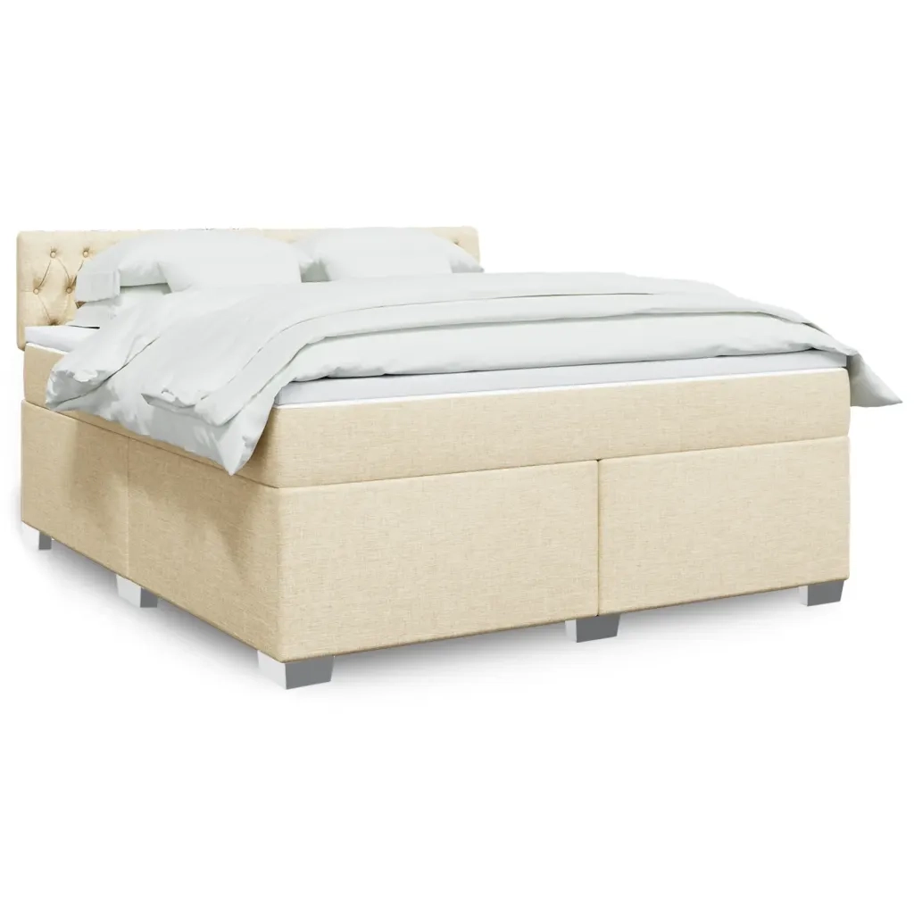 Giroletto a Molle con Materasso Crema 180x200 cm in Tessuto
