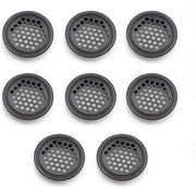 Rostello circolare in acciaio inossidabile per ventilazione per cucina, bagno, armadio, scaffale libri e armadio abiti - 8 pezzi (nero)