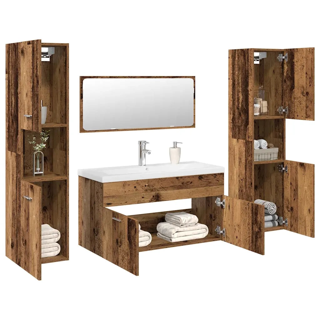 vidaXL Set Mobili da Bagno 5 pz Legno Antico in Legno Multistrato