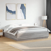 Giroletto Luci LED-Struttura Letto con LED Grigio Sonoma 200x200 cm Legno Multistrato 448770