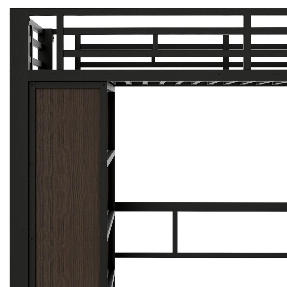 Letto a Soppalco con Scrivania e LED ¨C Xylo ¨C Struttura Metallo Nero 90x200