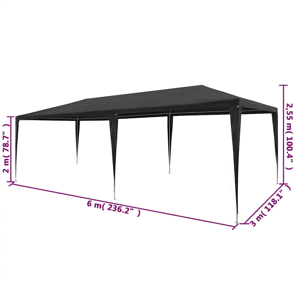Tenda per Feste-Tenda Gazebo 3x6 m in PE Antracite