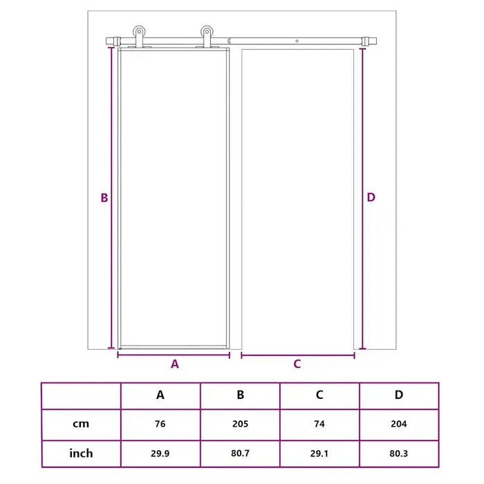 Porta Scorrevole a 3 pannelli in Vetro ESG e Alluminio 76x205 cm Nera 151008