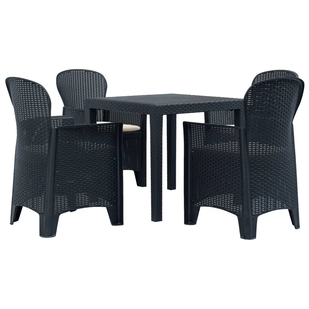 Set Pranzo da Giardino 5 pz in Plastica Antracite Stile Rattan cod mxl 37739