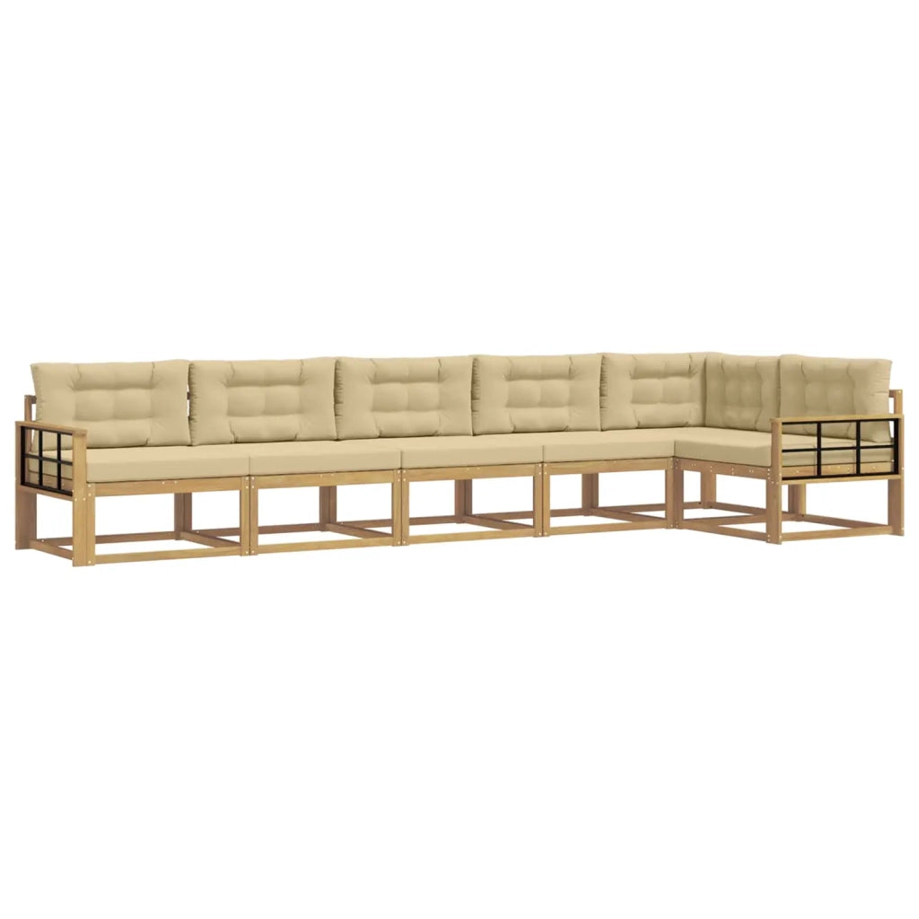 Set di divani da esterno 4 pcs Bianco e Beige Poliestere