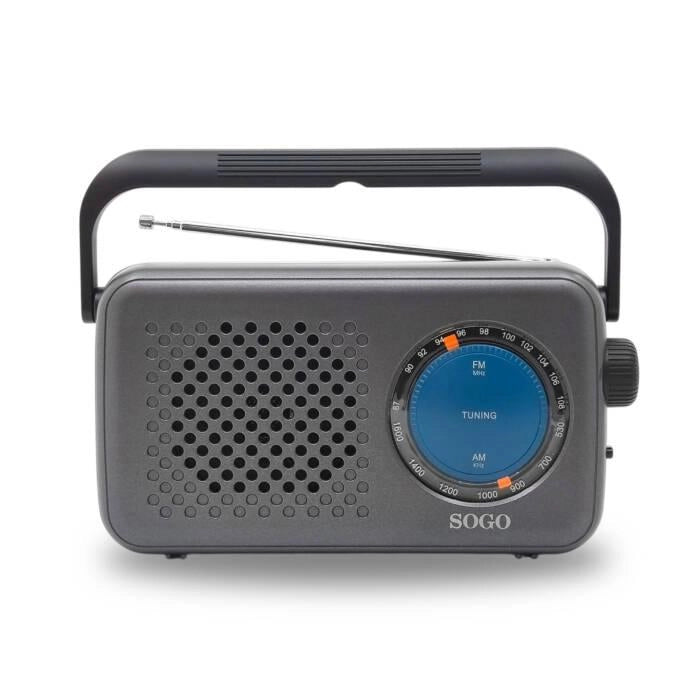 Radio portatile AM/FM con doppia alimentazione, sintonizzazione analogica, antenna telescopica, jack cuffie 3,5mm - SOGO