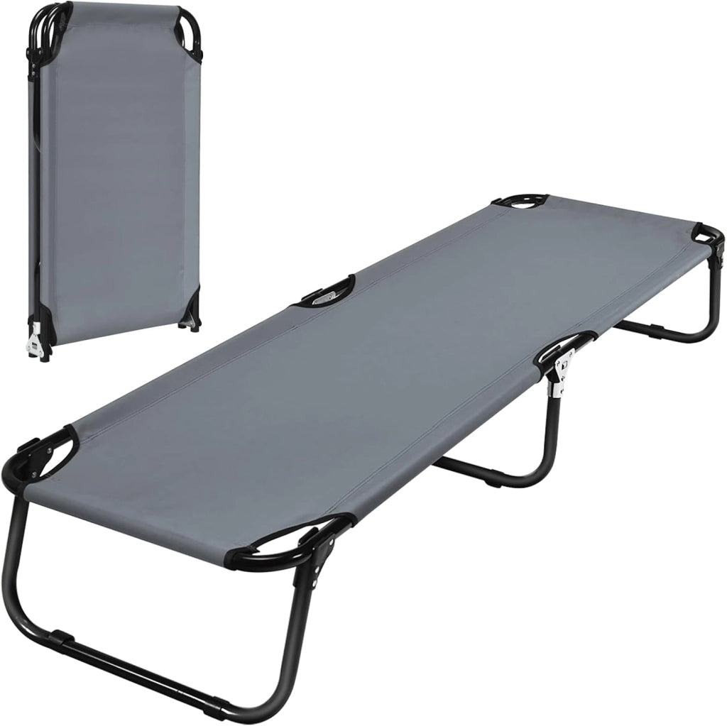 Letto Pieghevole per Campeggio, Letto Portatile con Base in Metallo per Interni ed Esterni, Capacità di Carico di 150 kg per Viaggi, Escursionismo, Pesca, 192x56x31cm