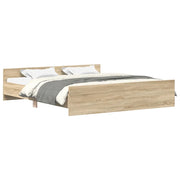 Letto matrimoniale | Letto per adulti | Giroletto con Testiera e Pediera Rovere Sonoma 160x200 cm