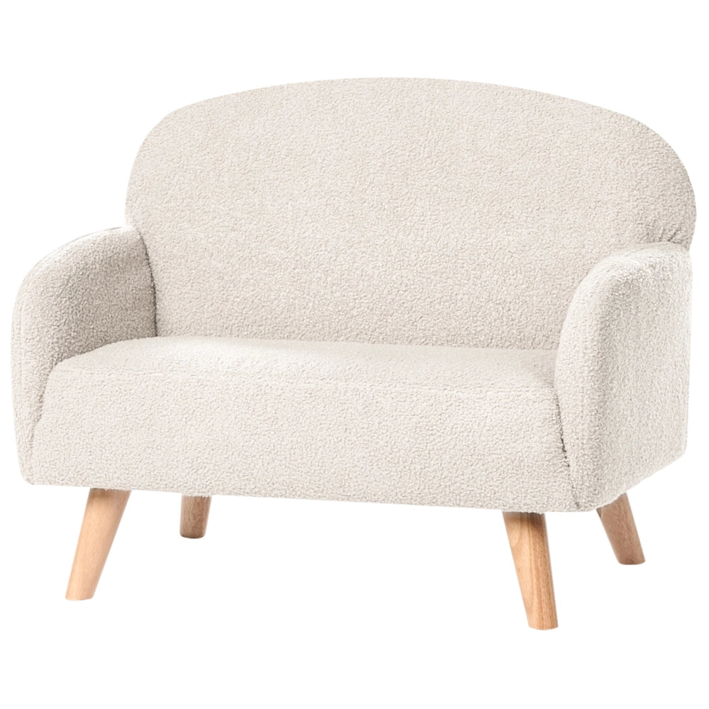 Divano per bambini beige bouclé imbottito con braccioli Divano moderno a 1 posto per bambini