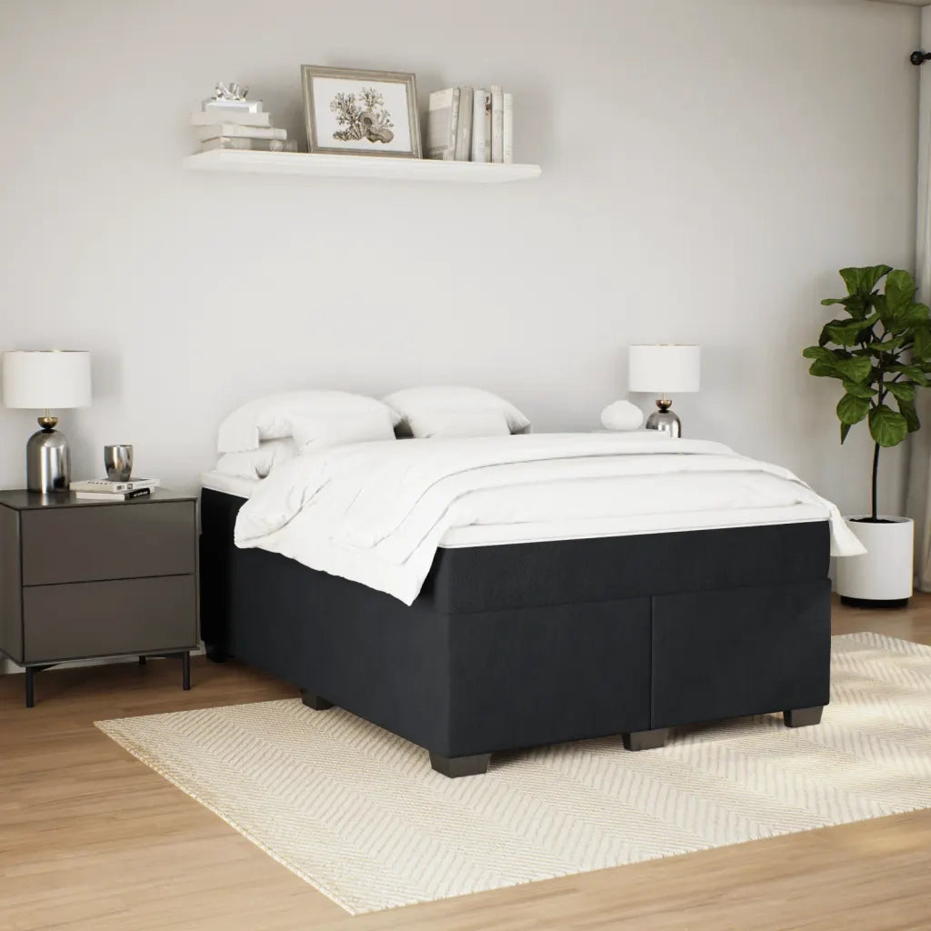 Giroletto a Molle con Materasso Nero 140x190 cm in Velluto 3285283