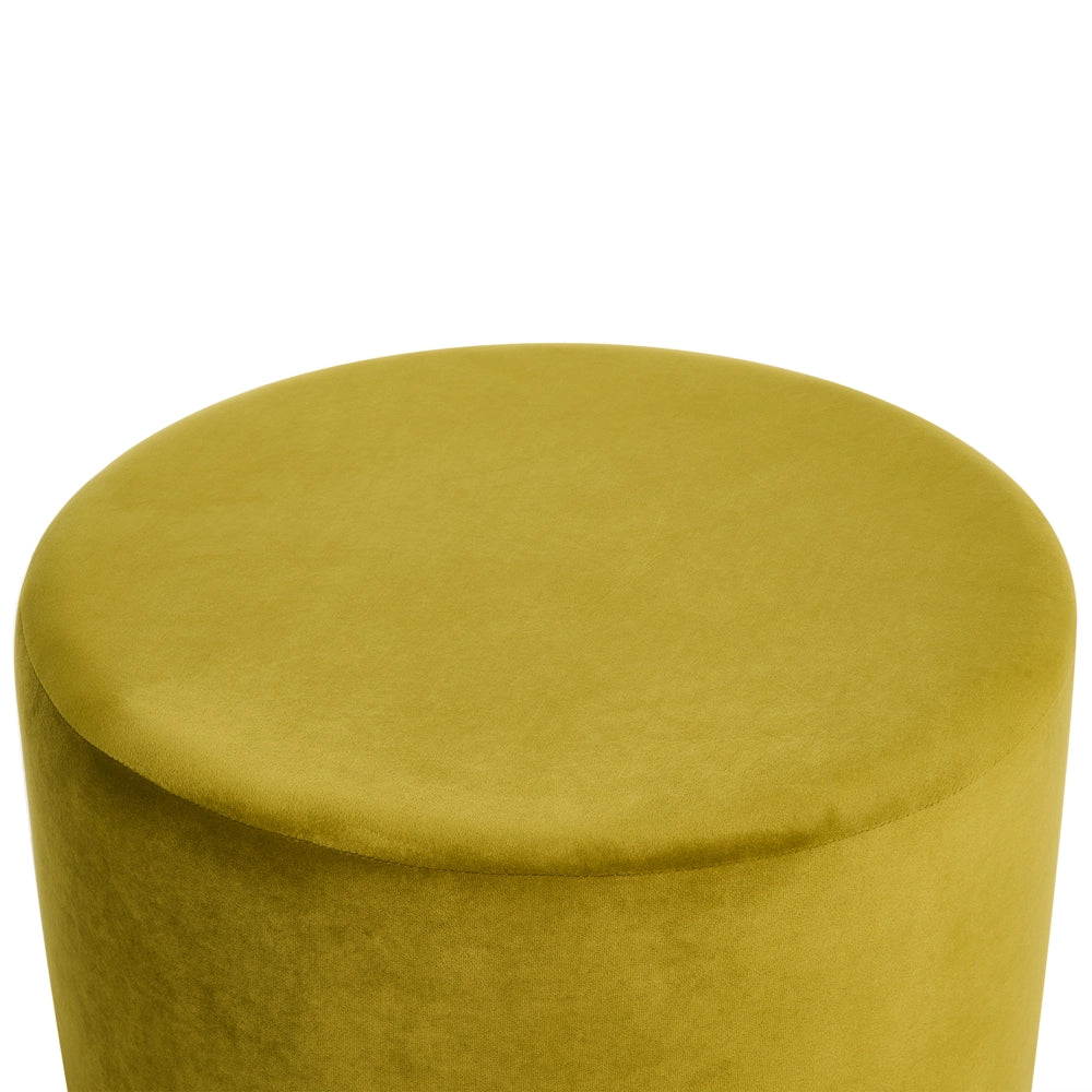 Pouf rotondo in velluto verde oliva ottomana stile moderno contemporaneo