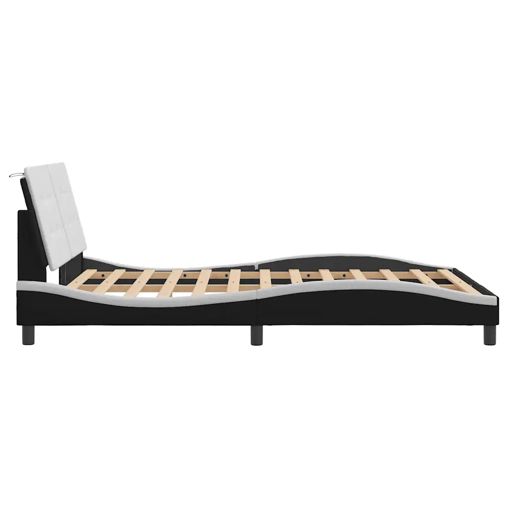 Giroletto senza Materasso Zadar Nero e Bianco 140x190 cm in Similpelle 3208182