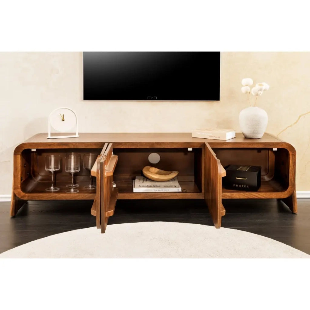Mobile TV 160 cm legno massiccio marrone – Collezione NATURA