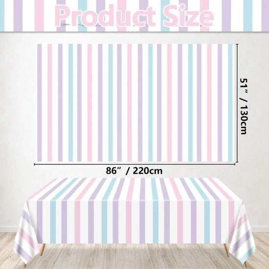 Tavolo per tavola 4 pezzi - Strisce pastello - Tavolo per tavola per ghiaccio - Impermeabile - Riciclabile - 130x220 cm - Tavolo da festa