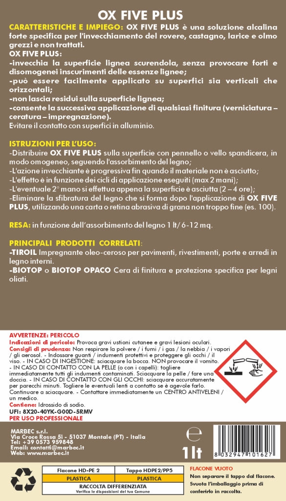 Invecchiante forte per legno OX-FIVE PLUS   1LT