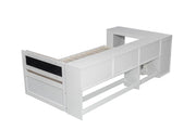 Letto Combinato 90x200 cm con Scrivania; 2 Cassetti; Presa UE e Mensole