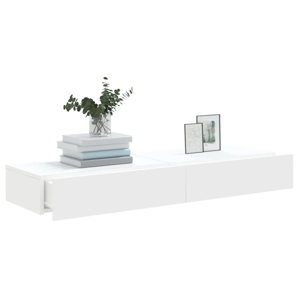 Mobili Porta TV con Luci LED 2pz Bianchi 60x35x15,5 cm 842887