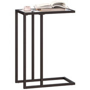 Tavolino da Caff¨¨ in Vetro e Acciaio a Forma di C, 46x25x63.5 cm, Nero