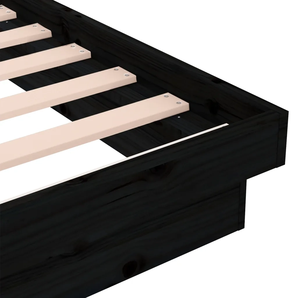 Giroletto-Struttura Letto in Legno Massello Nero 75x190 cm Small Single 986729