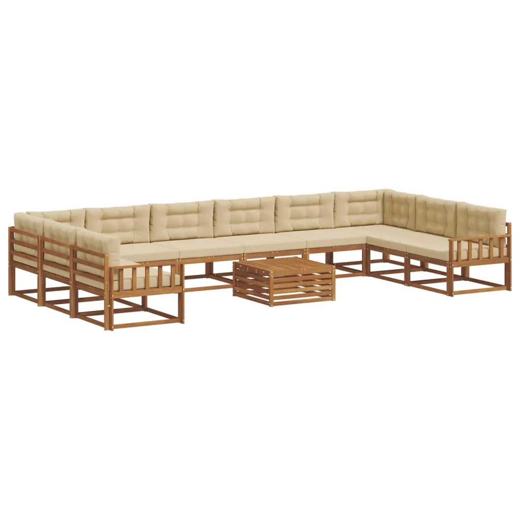 Set di divani da esterno con cuscino 11 pcs Naturale e Beige