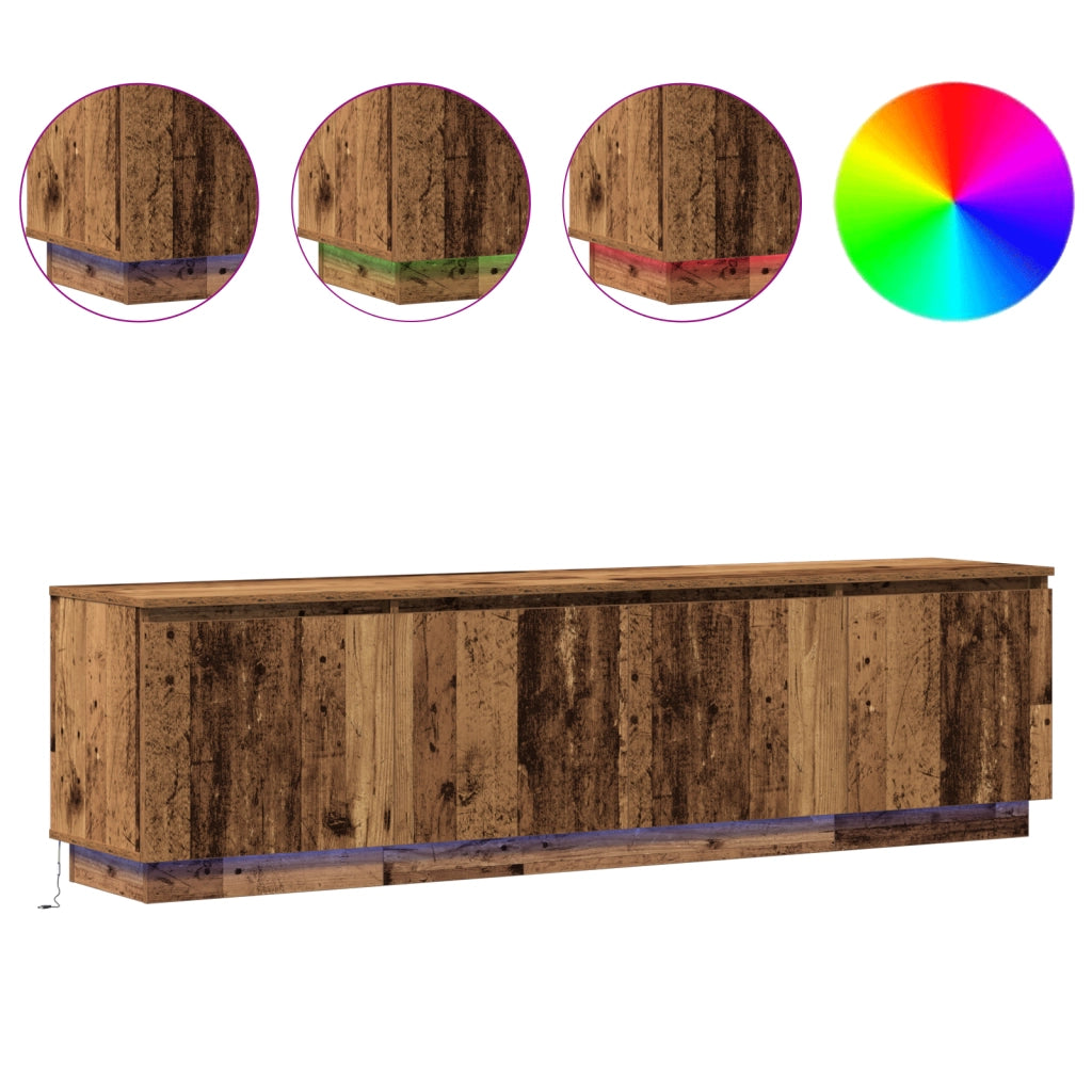 Mobile TV con LED Legno Vecchio 180x38x49 cm Legno ingegnerizzato
