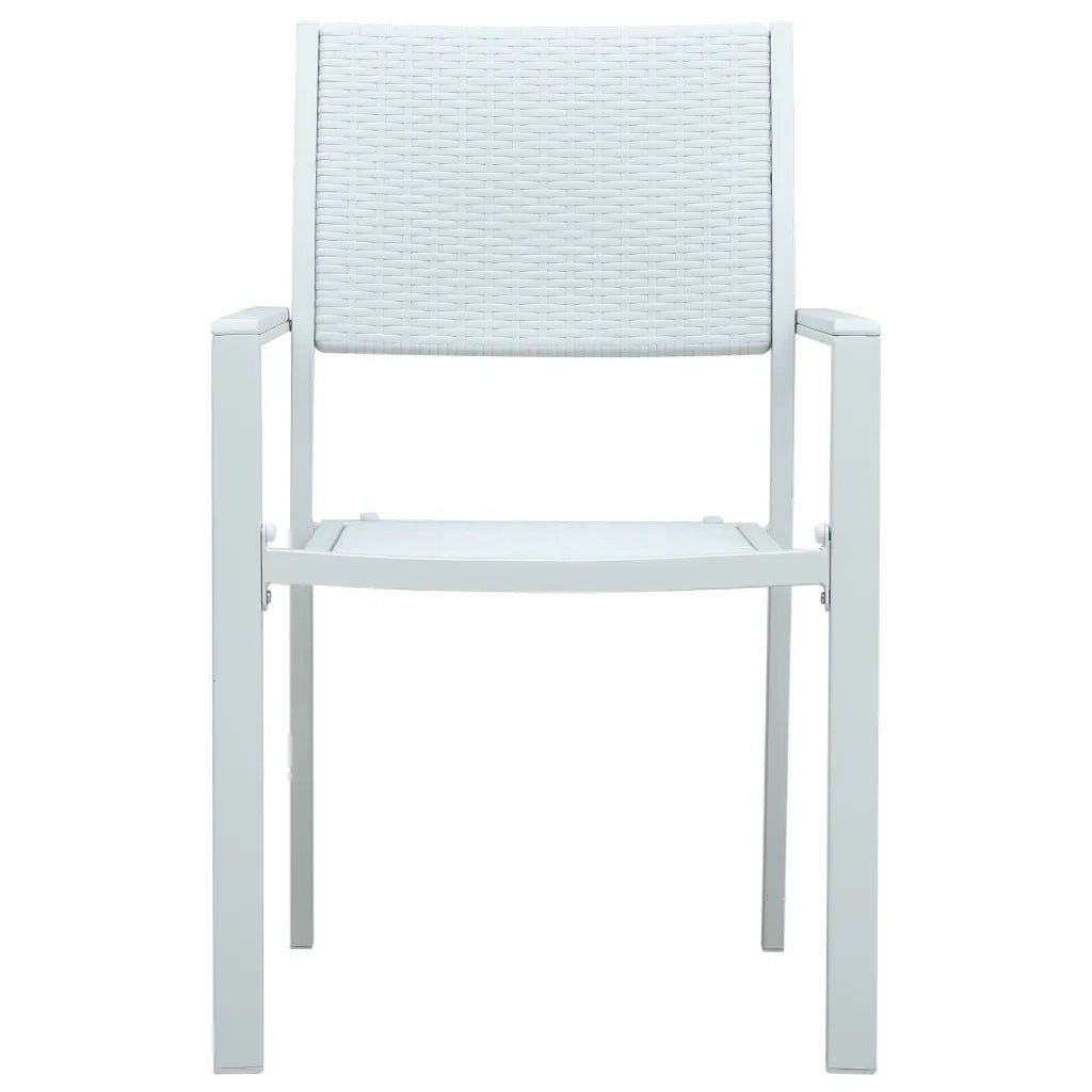 Sedie da Giardino 4 pz | Sedie da Esterno Bianche in Plastica Stile Rattan