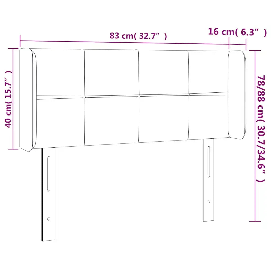 Testiera ad Orecchio Blu Scuro 83x16x78/88 cm in Velluto